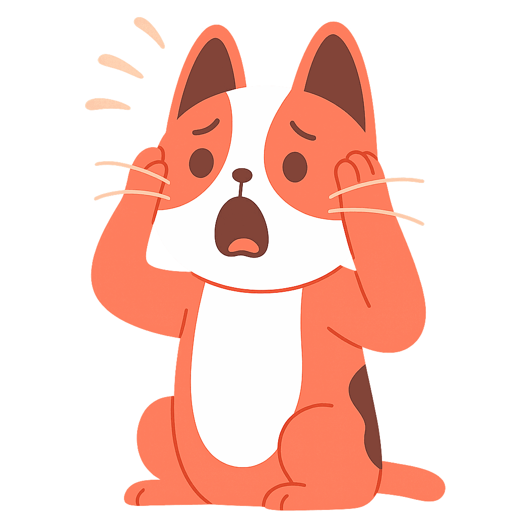 Niko, an orange cat looking alarmed