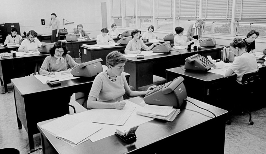 Women working as human computers at NASA's Jet Propulsion Laboratory in the 1950s