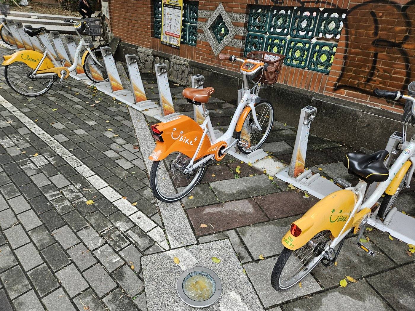 YouBike 2.0 bicycles docked at a station in Taiwan